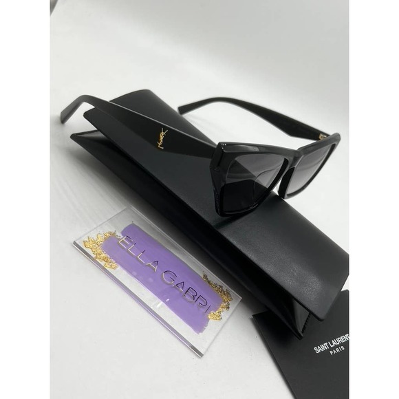 NEW Saint Laurent SL M103 Black Cat Eye Logo Sunglasses - Picture 8 of 9